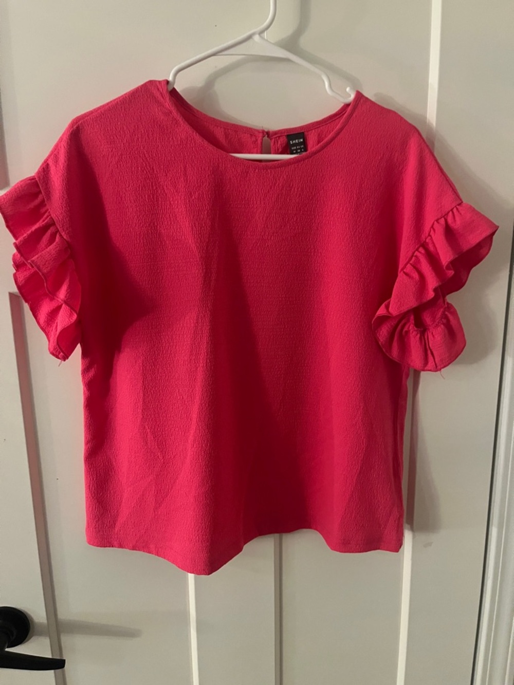 SHEIN Hot Pink Ruffle Sleeve Blouse